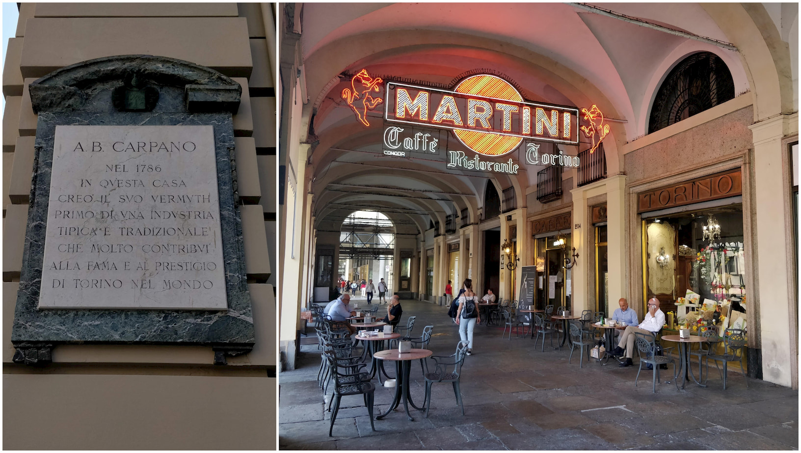 Carpano sign and the famous Caffe Torino