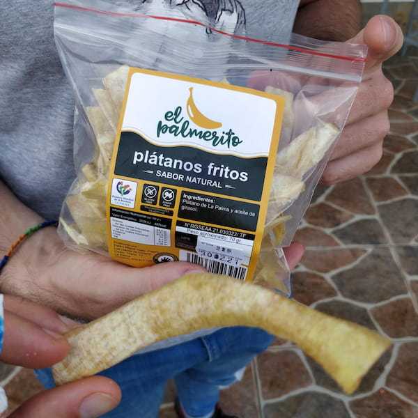 A bag of homemade banana fries from La Palma.