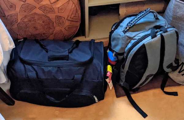 A backpack and a bag with everything I need to live